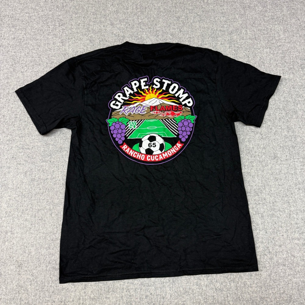 Port & Company Grape Stomp Soccer T-Shirt Youth L Black Rancho AYSO 65 Tee
